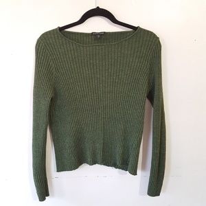 Eileen Fisher green ribbed sweater